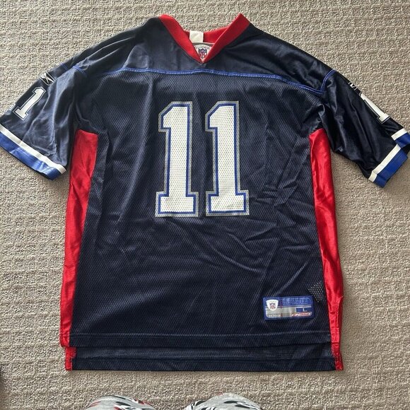 Reebok Other - Vintage 90s Drew Bledsoe Navy Reebok Jersey Football Mens L Patriots Bills NWOT